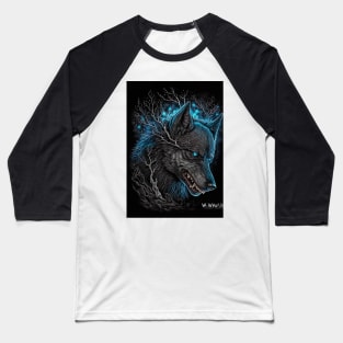 Wolf with blue spark Baseball T-Shirt